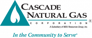 Cascade Natural Gas Logo including blue triangle containing clip-art of a flame